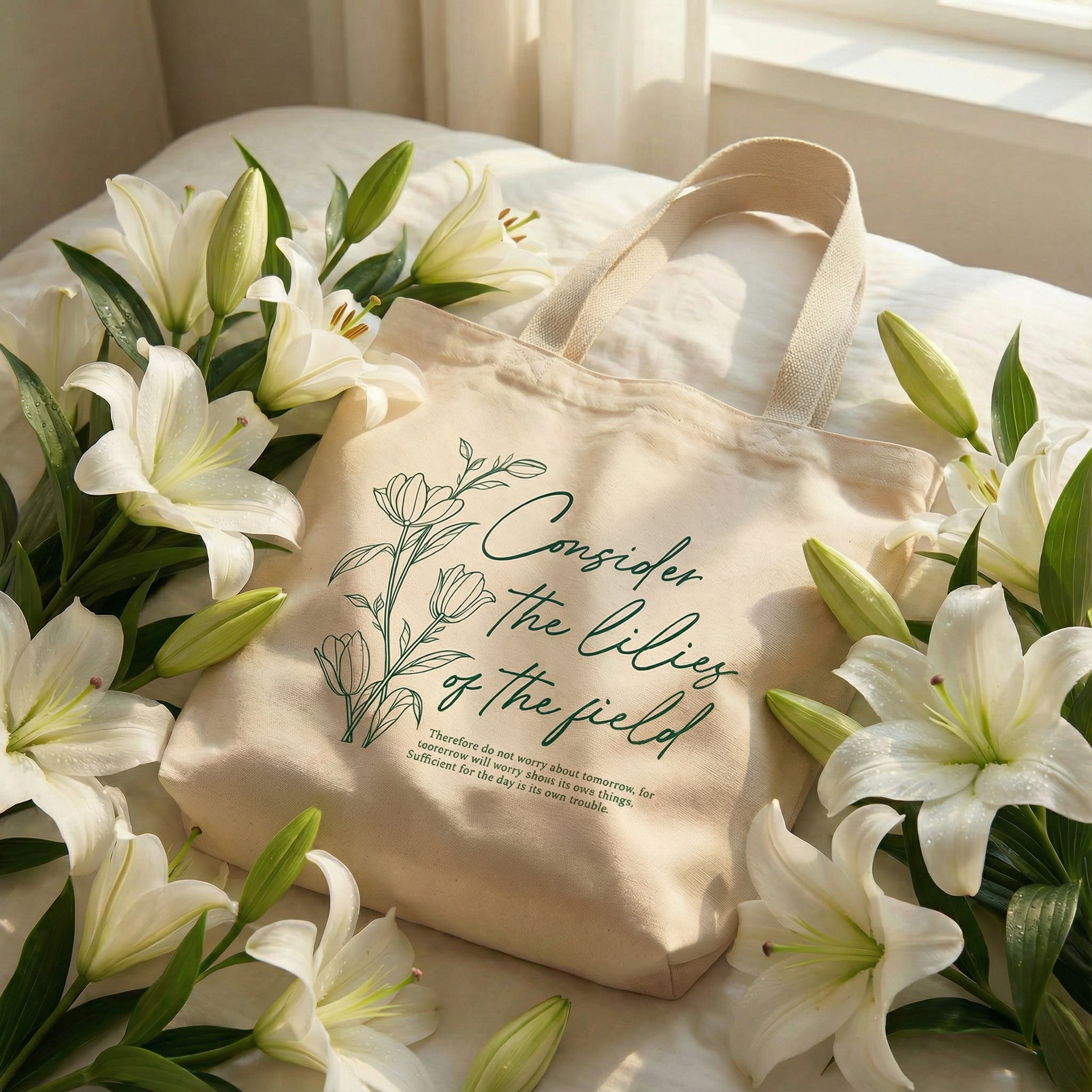 Consider the Lilies Canvas Jumbo Tote Bag